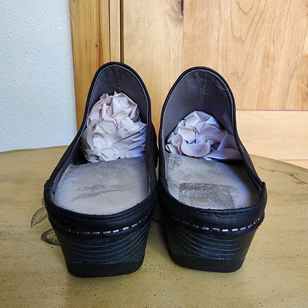 Dansko EU 42 US 11.5 12 Black Leather Clog Mule Slip On Minimalist Comfort Shoes - Picture 4 of 7